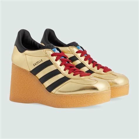 gucci adidas gold sneakers|Gucci Adidas platform sneakers.